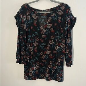 Free People, Woman’s Size M Floral Black Comvita Women's Top